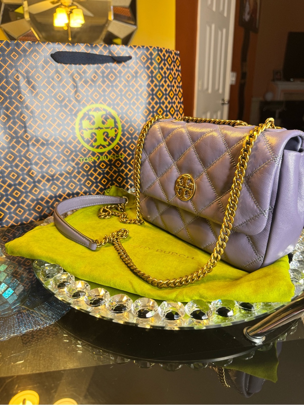 NWOT Tory Burch Willa Soft Quilt Small Shoulder Bag in Lavender. - Picture 7 of 13